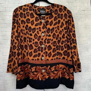 Whirlaway vintage dress blouse in good condition animal print size 16
